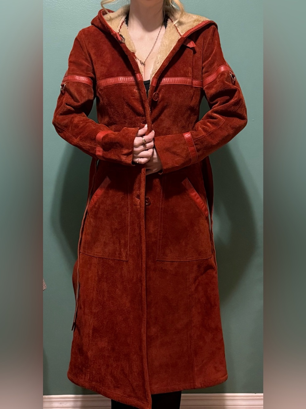 60’s/70’s rust leather trench coat